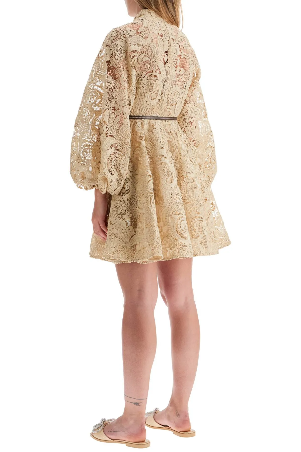 Beige Waverly Lace Mini Dress by Zimmermann